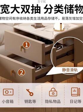 岩板床头OEN卧室家用现代奢床头收纳柜子床边轻柜型多功能小储柜