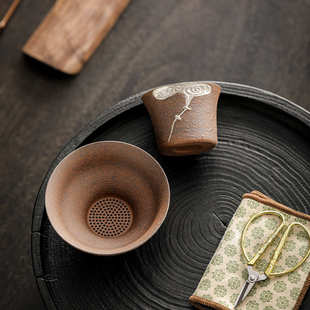 茶一体瓷漏欢茶隔过滤网单茶复古品茶叶孔滤几茶具茶全陶瓷配件隔