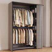 衣帽架落地卧室防尘挂衣架金属置物衣帽间家用开 衣柜架子组 放式