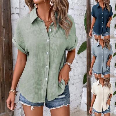 Plus Size Women's Shirt Blouse Casual Button Front Fitted