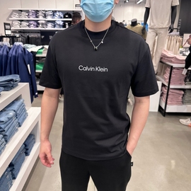 ckcalvinklein男士夏季纯色，立体字母logo宽松os纯棉圆领短袖t恤