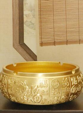 黄铜百福福兔烟灰缸兔年新款铜缸摆件福字铜摆件工艺品
