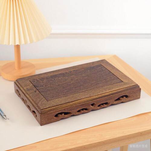 实木摆件底座工艺品花盆奇玉石木质底托鸡翅木茶壶花瓶长方形木托