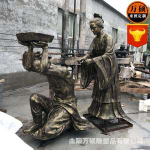 玻璃钢成语故事雕塑小品 岳母刺字岳飞精忠报国人物雕塑摆件