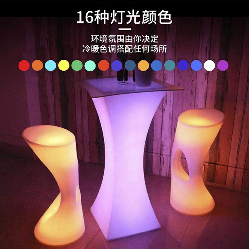LED发光家具高脚小蛮腰方形酒吧桌吧台户外展览鸡尾酒桌遥控变色