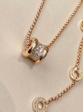 公价3.78万】99新Bvlgari宝格丽18K玫瑰金满钻小蛮腰项链正品二手