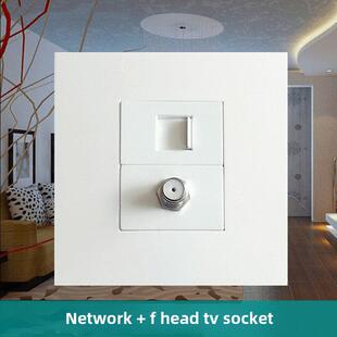 86型电脑电视插座网络加有线数字高清宽频网线带闭路英制F头面板