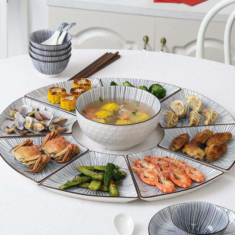 轻奢团圆餐具拼盘组合家用菜盘子年夜饭过年聚餐碗碟套装