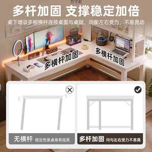 奶油见详情转角桌书书架一体学角生桌子台式电脑桌拐室家用新款卧
