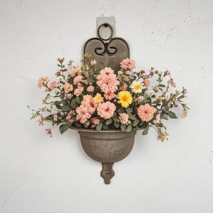 复古田园风悬挂式 饰铁艺做旧绿萝盆 花盆户外花园壁挂吊兰盆墙壁装