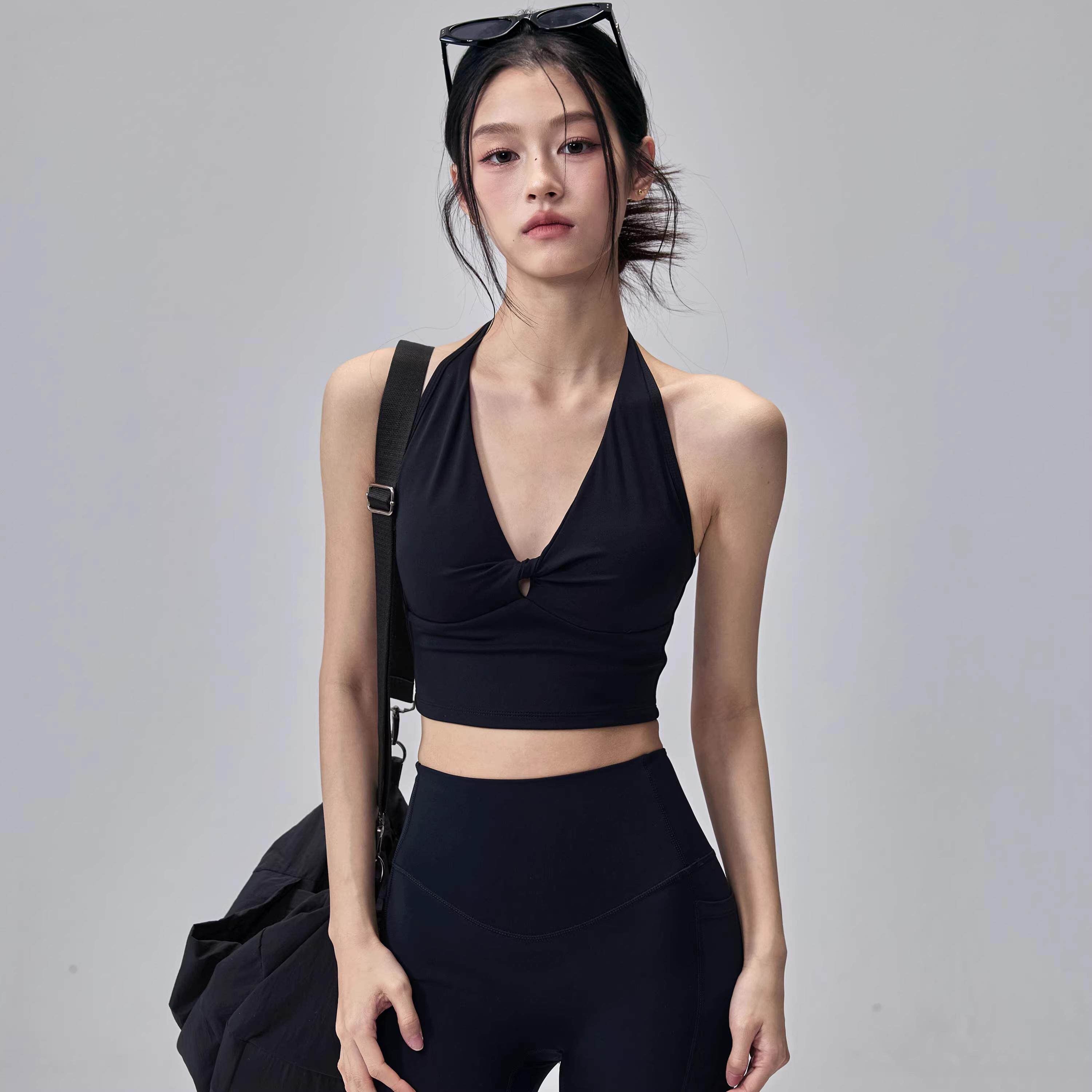 VALVOELITE一体式运动内衣女防震挂脖美背瑜伽背心跑步健身文胸新
