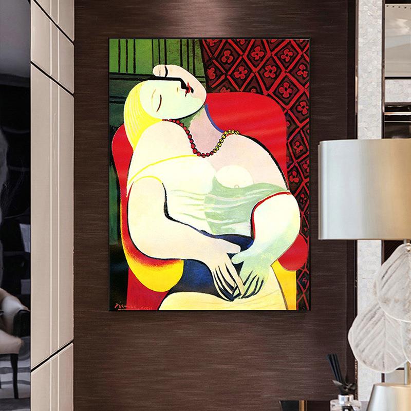 新款直销毕加索油画抽象装饰画现代简约挂画客厅沙发背景墙三联画