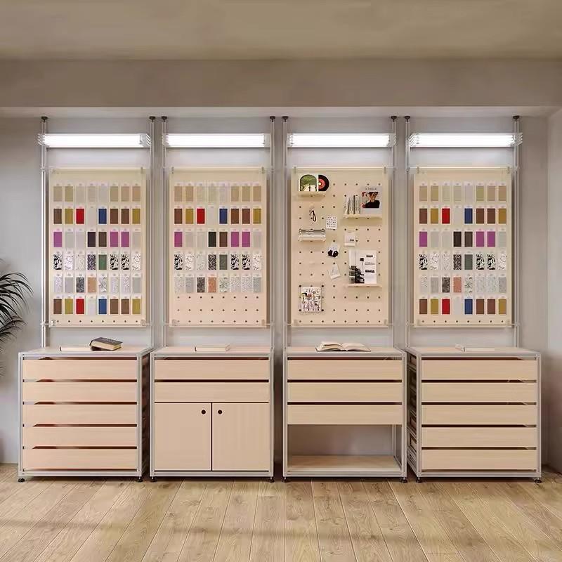 铝型材桦木洞洞板多层展示货架展览多功能柜商用饰品陈列柜置物架