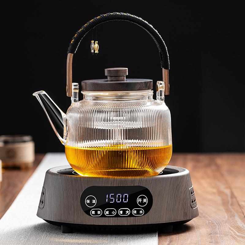 新款煮茶器耐高温加厚玻璃蒸煮一体提梁茶壶电陶炉套装烧水泡茶壶
