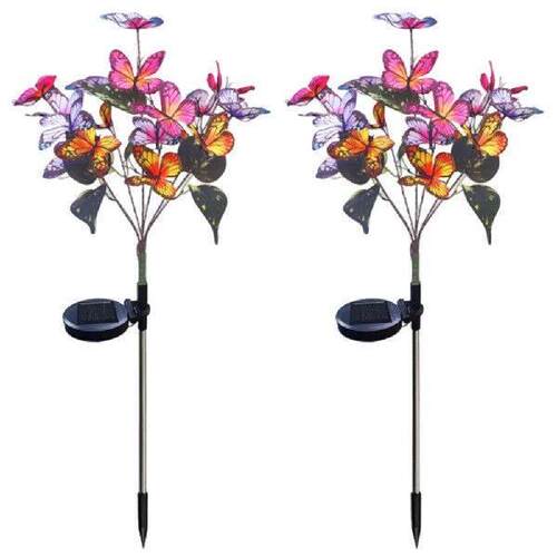 2 Pack Solar Butterfly Stake Light LED Garden Light Auto