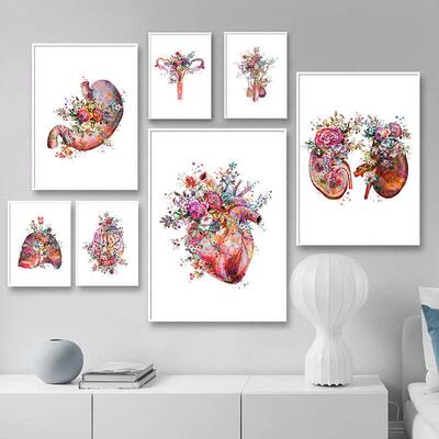 Modern Decoration Painting Anatomy Art Medical Floral Organ