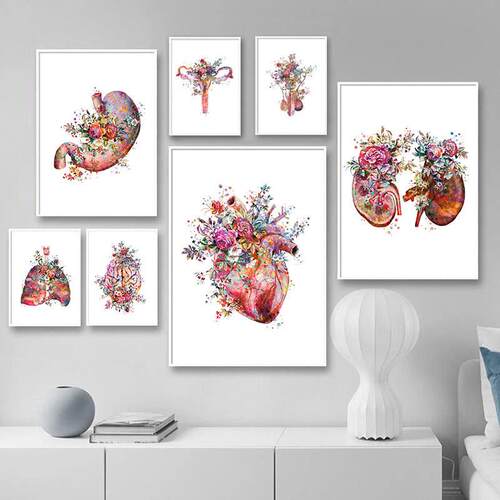 Modern Decoration Painting Anatomy Art Medical Floral Organ