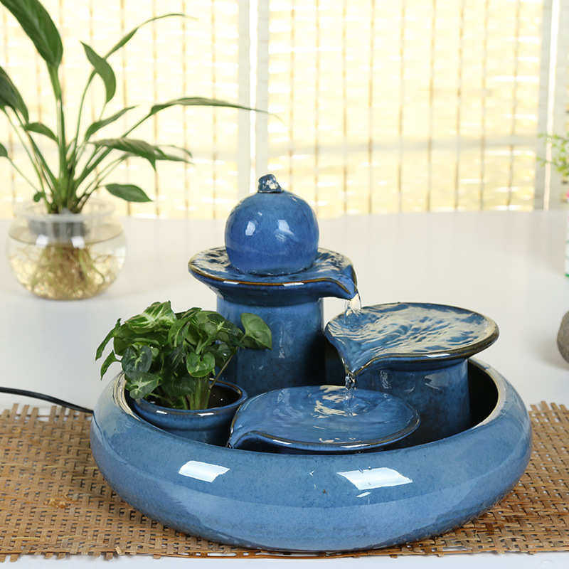 客厅陶瓷家居摆件工艺品创意流水喷泉风水轮鱼缸加湿器乔迁礼品