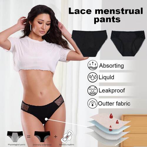 Lace bamboo fiber four layer menstrual pants can absorb