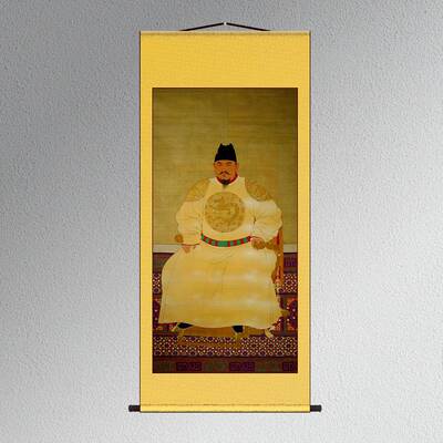 明太祖朱元璋画像明成祖朱棣挂画明朝皇帝卷轴画故宫国画装饰壁画