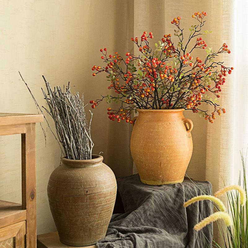 粗陶陶罐花瓶摆件花盆客厅美式复古瓶子创意做旧仿古土陶盆插干花