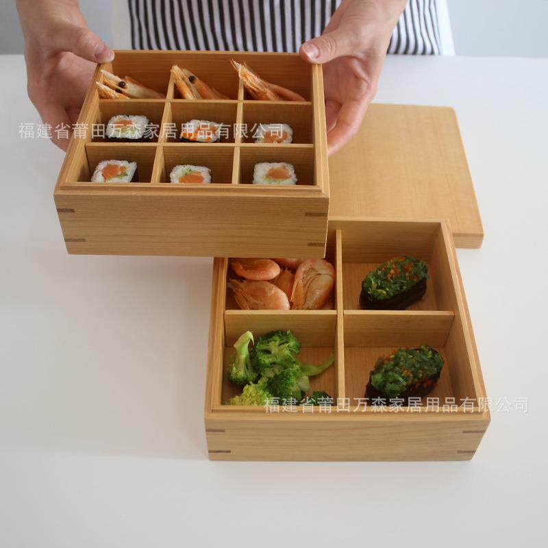 新品木质便当盒多层餐盒分隔日式便当盒创意简约餐饮盒