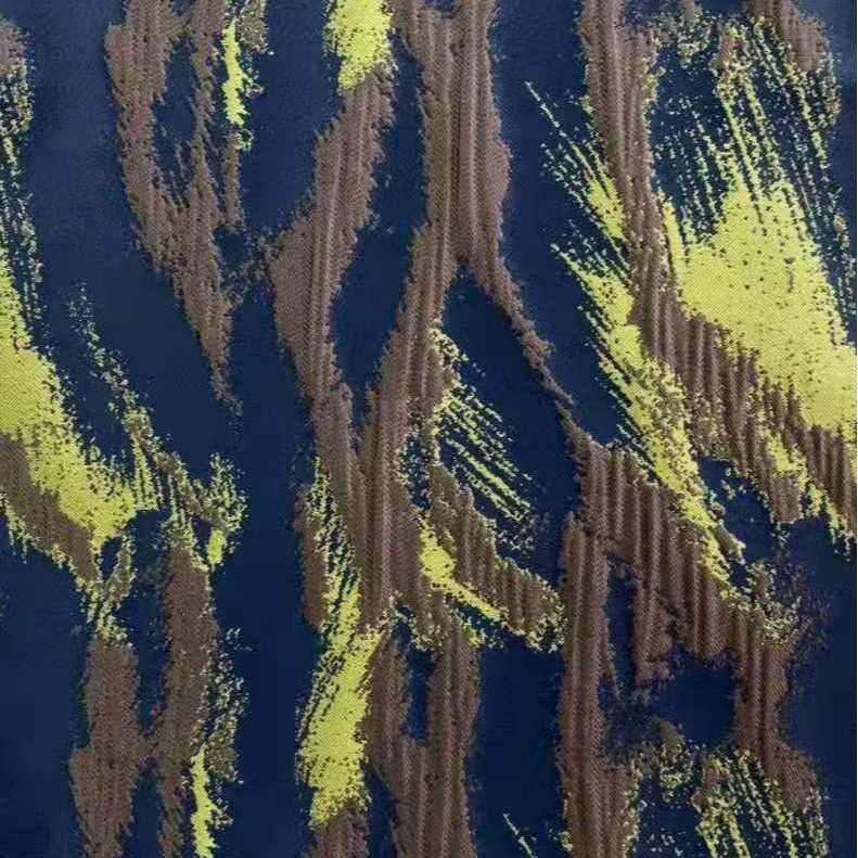 2023年厂家直销新款梭织油画类提花面料工装时尚面料质感