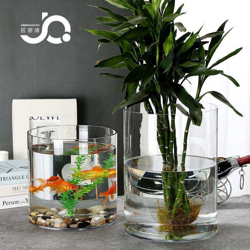 超大玻璃花瓶直筒透明特大号60厘米大口径水培富贵竹养鱼绿植白掌,家居饰品,花瓶,淘宝优惠券,粉丝福利购,淘宝优惠卷