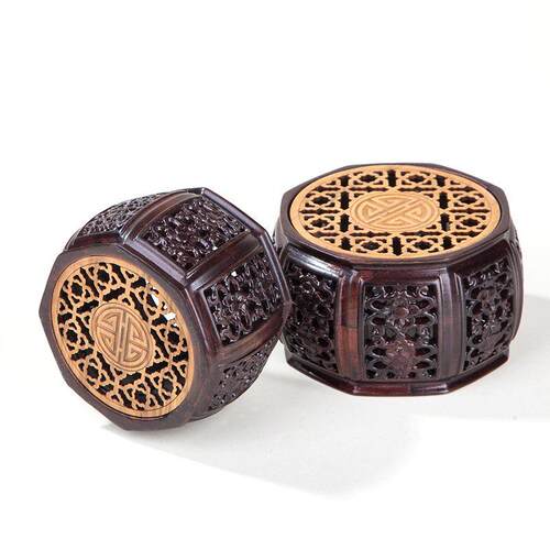 摆件底座红酸枝实木花瓶花盆托盘底座紫砂壶木托底座雕刻工艺品