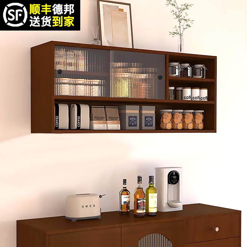 实木厨房吊柜墙壁柜墙上储物柜餐边柜阳台卫生间挂墙置物收纳tω