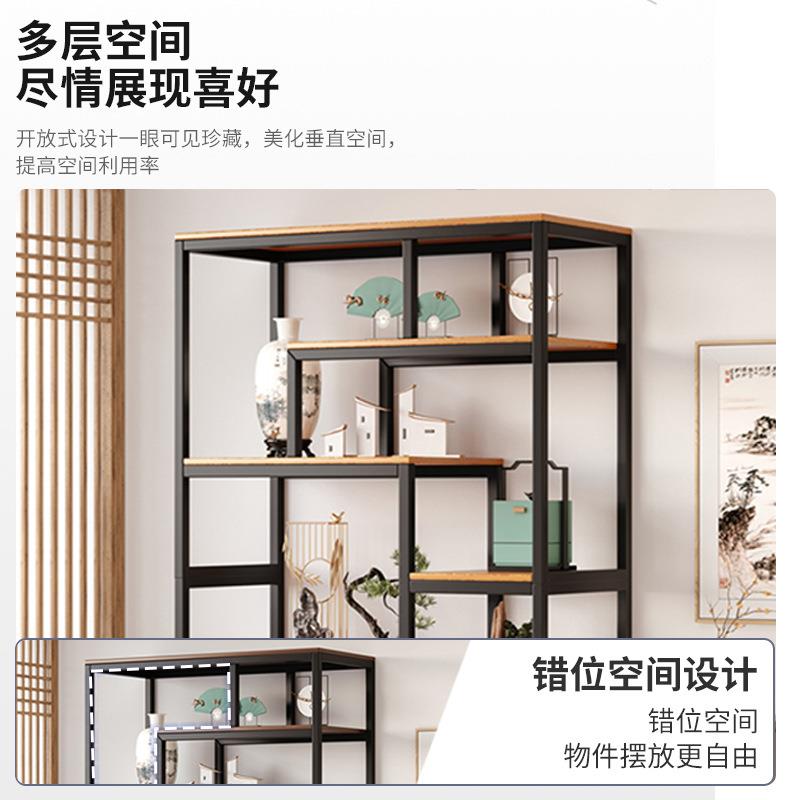 书架落地置物架简G133C易书柜一体靠墙架子多层红网木中式钢博展