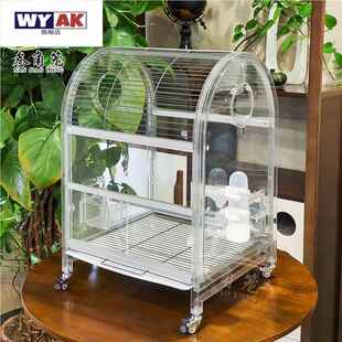 鹦鹉过冬笼子防溅洒家用保暖防风三面四面透明观赏全亚克力鸟笼