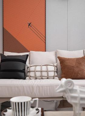 焦板糖色粗条绒不BZ220415规则设拼接计抱枕现代轻奢沙发靠枕样房