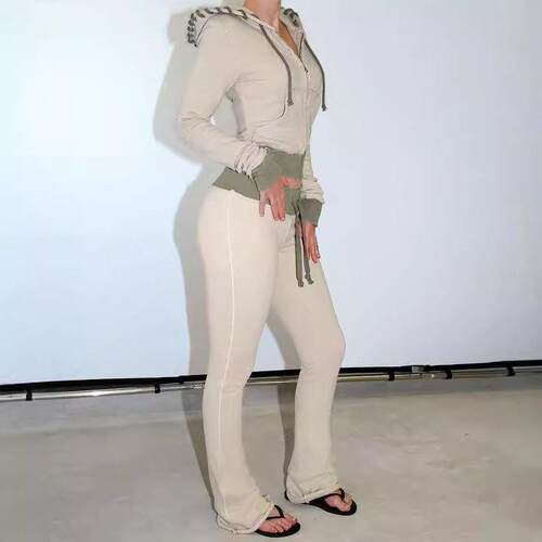 Women's Hooded Sweatshirt & Pants Set with Pockets,