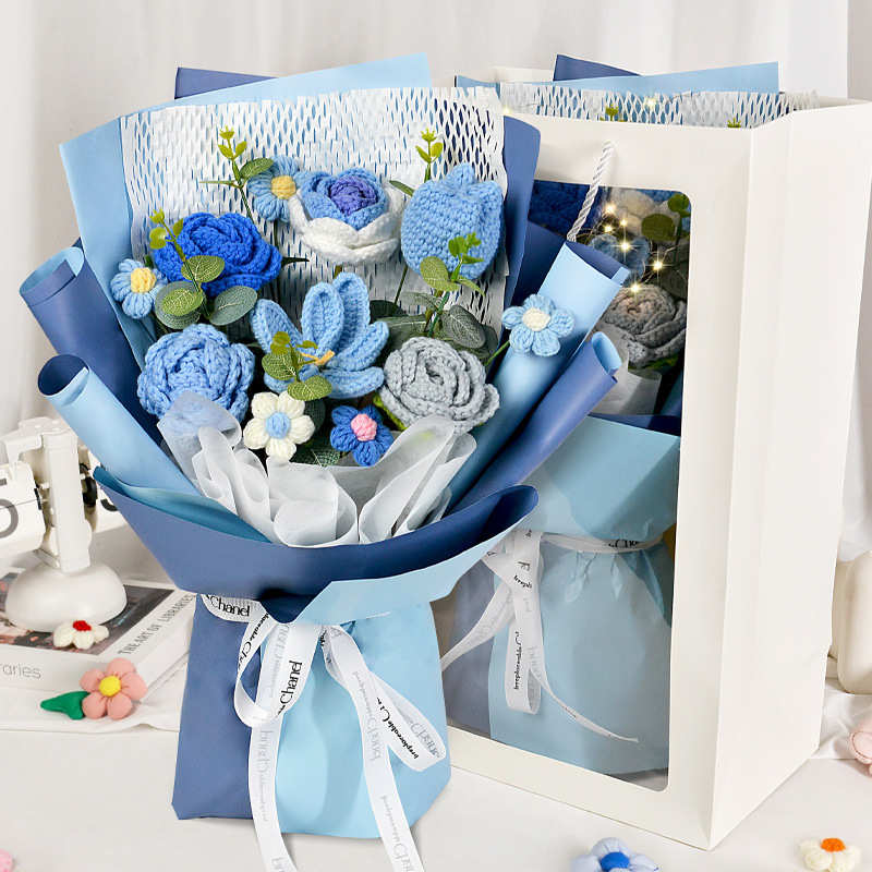 材料生日织毛线包实用女diy郁金香花束玫瑰钩手工批发成品大