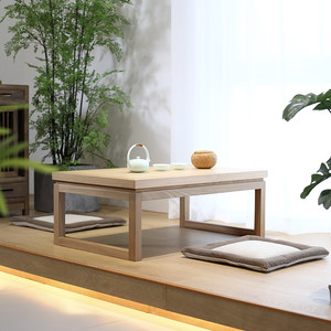 麦舍家居飘窗小桌子定制实木茶桌禅意榻榻米茶几日式炕几地小矮桌