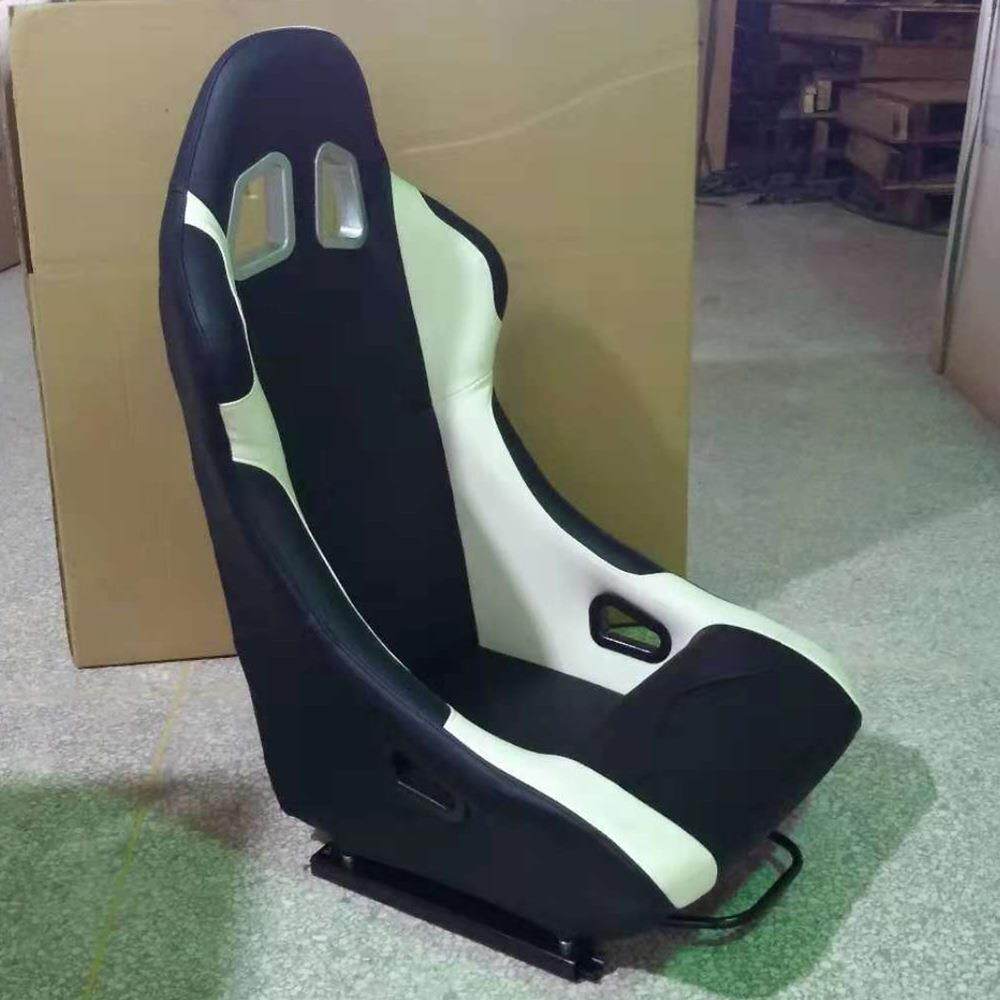 不可调赛车椅改装汽车车椅桶式黑白色PVC双滑轨运动座椅