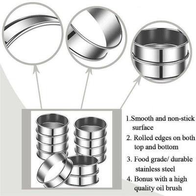 8Pack English Muffin Rings 4 Inch Crumpet Rings Stainless