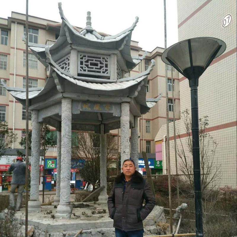加工定做户外四角六角八角仿古石雕雕花石亭子免费安装