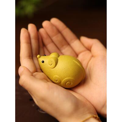 亦合紫砂茶宠老鼠名家年余手工精品可养可爱如意鼠茶桌摆件茶玩