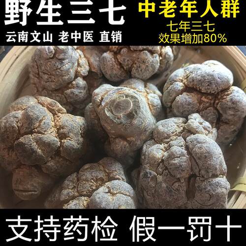 正品野生三七特级20头18头田七中药材云南文山纯三七粉官方经营店