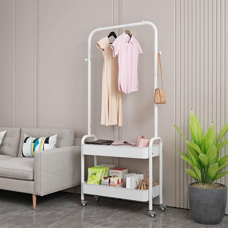 4I晾衣架落地立式家用卧室单杆凉晒挂衣架柜晾衣杆阳台简易衣服架