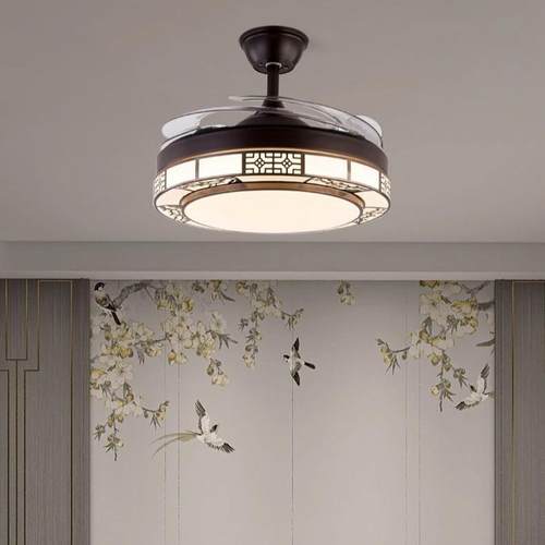 新款带灯吊扇一体灯风扇灯餐厅吊扇灯客厅卧室电风扇吊灯现代中式