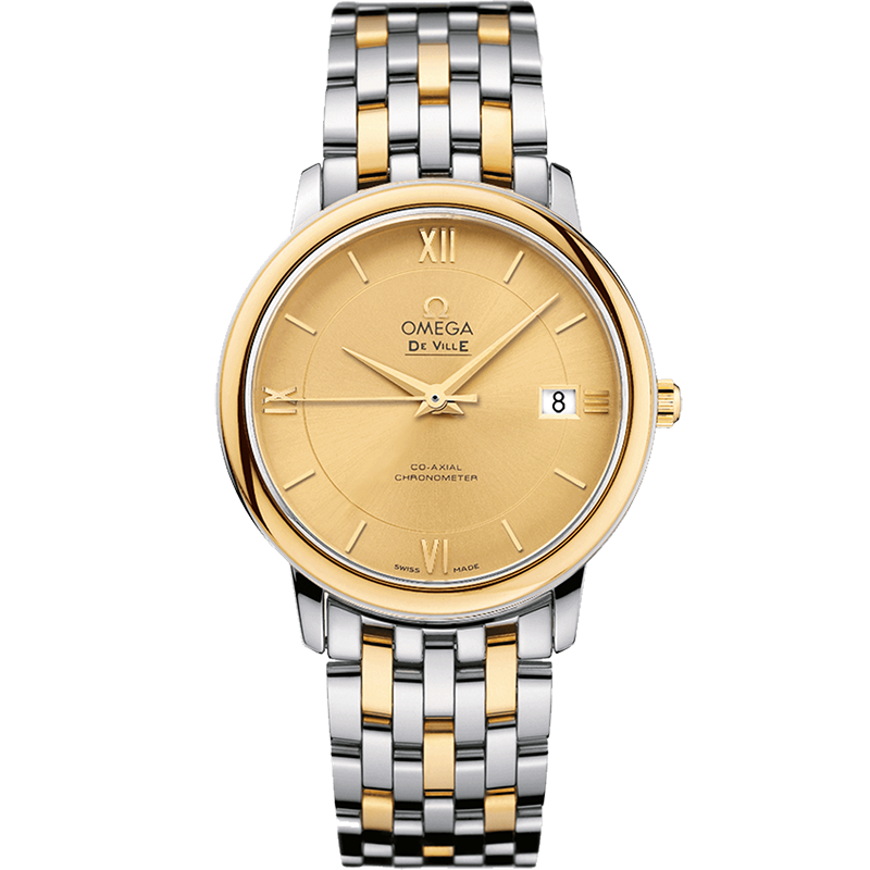 [9.8新]欧米茄碟飞精钢/18k黄金自动机械男表424.20.37.20.08.001