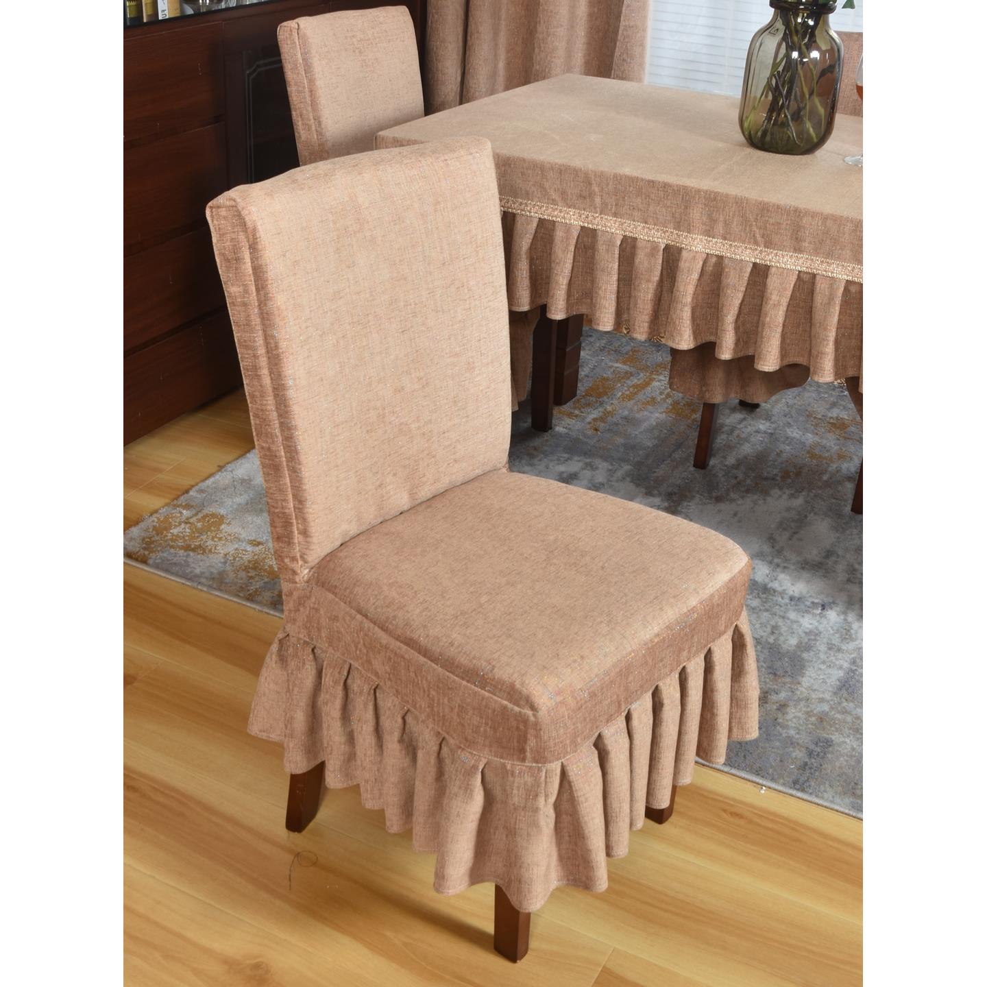 定制简约现代桌椅套罩家用连体椅子套垫子靠背纯色布艺台布餐桌布