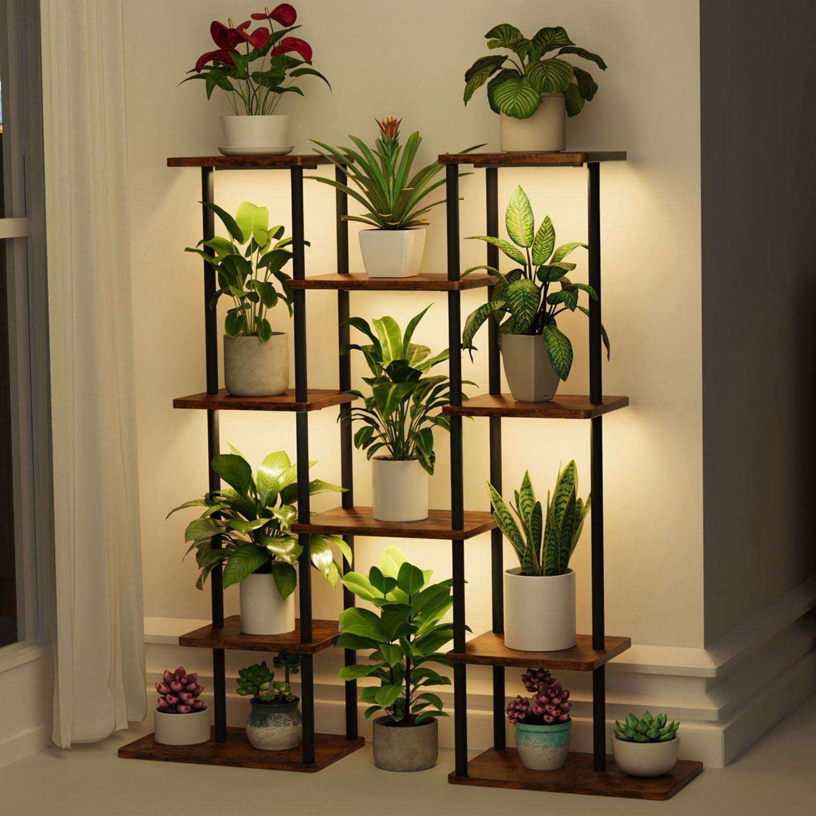 室内植物支架6 层金属植物架角落植物花架展示架落地式隔板花架