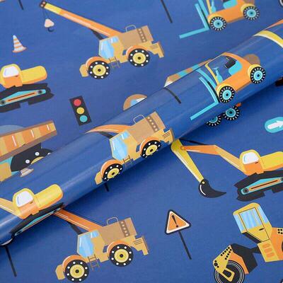 boy dinosaur truck car kids birthday gift wrapping paper