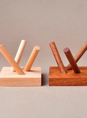 天然水晶球实木底座三叉球托球座装饰矿石客厅办公桌面创意摆件