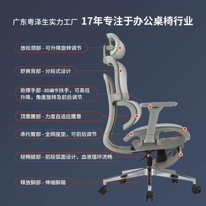 广东老板椅办工椅可躺公电脑用椅子家LIA久坐护腰座椅人体学