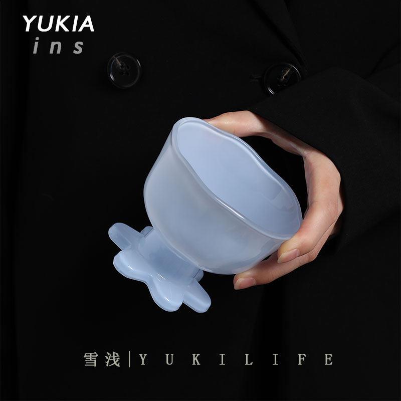 Yuki雪浅花朵粉色矮脚冰淇淋碗 布丁甜品杯 酸奶杯颜值早餐燕麦碗